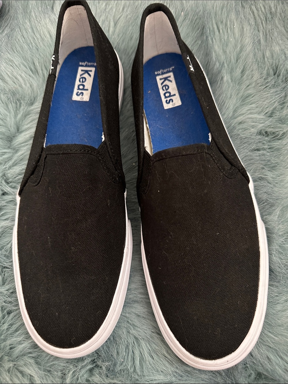 Keds Men’s Black Canvas Slip-On Loafers with White Sole